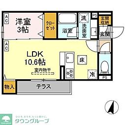 アルベート湘南台 1LDKの間取図画像