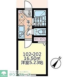 プラナス東久保2 1Kの間取図画像