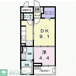 セゾンアキ 1LDKの間取図画像