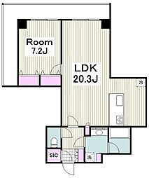 OceanTower 1LDKの間取図画像