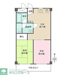 レオパレスイーリスコート 2DKの間取図画像