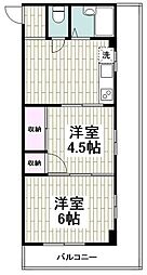 アーク桜ヶ丘 2DKの間取図画像
