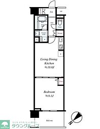 エルエー・プライル新横浜 1LDKの間取図画像