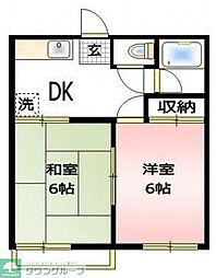 ファミーユ桜が丘 2DKの間取図画像
