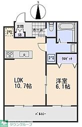 フラット・ヒル大和1 1LDKの間取図画像