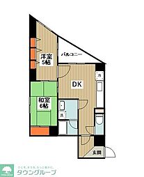 大場マンション 2DKの間取図画像
