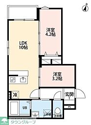 相模原市南区東林間4丁目アパート 1LDKの間取図画像