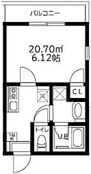 パルトネール横浜二俣川B 1Kの間取図画像