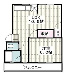 コーポ市村 2階1LDKの間取り