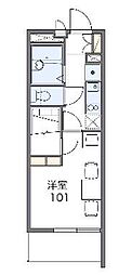 レオパレスシャルマンII 2階1Kの間取り