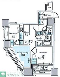 JR京浜東北・根岸線 関内駅 徒歩7分の賃貸マンション 7階2LDKの間取り