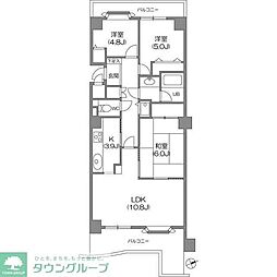 磯子台スカイマンション 4階3LDKの間取り