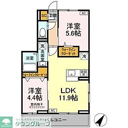 (仮称)D-Paina 笹下 201 2階2LDKの間取り