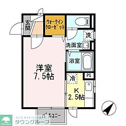 セジュールヨコハマ 2階1Kの間取り