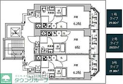 横浜市営地下鉄ブルーライン 伊勢佐木長者町駅 徒歩8分の賃貸マンション 3階1Kの間取り