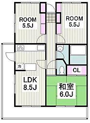 クレストヒルズ 3階3LDKの間取り
