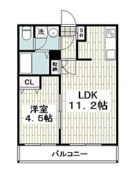 ザ・ファルティ横濱岡村 1階1LDKの間取り