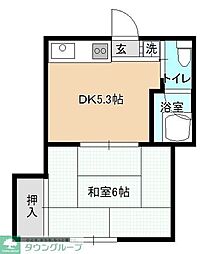 京急本線 弘明寺駅 徒歩22分の賃貸アパート 2階1DKの間取り
