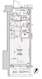 横浜市営地下鉄ブルーライン 伊勢佐木長者町駅 徒歩4分の賃貸マンション 2階1Kの間取り