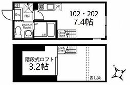 京急本線 南太田駅 徒歩7分の賃貸アパート 1階ワンルームの間取り