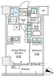 横浜市営地下鉄ブルーライン 阪東橋駅 徒歩6分の賃貸マンション 6階1LDKの間取り
