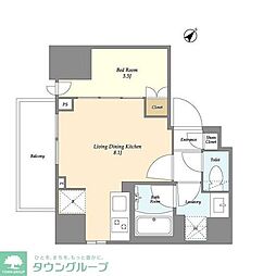 グランカーサ横濱石川町 3階1LDKの間取り