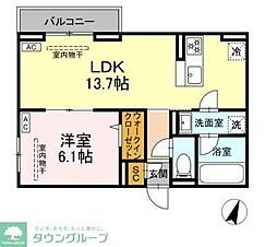 D Paina Odoriba 1LDKの間取図画像