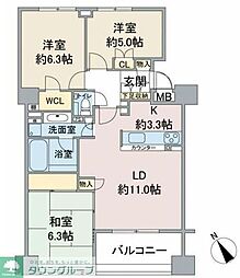 アトラスシアンズ東戸塚 3LDKの間取図画像