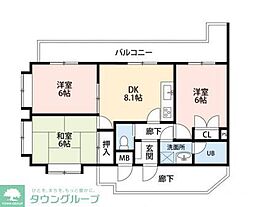 ヒルサイドクラタ 3DKの間取図画像