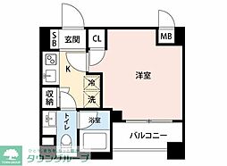 中根岸荘 1Kの間取図画像