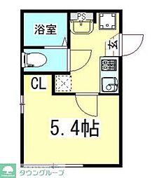 UAI弘明寺 1Kの間取図画像