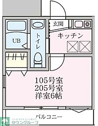 ラコリーヌ踊場 1Kの間取図画像