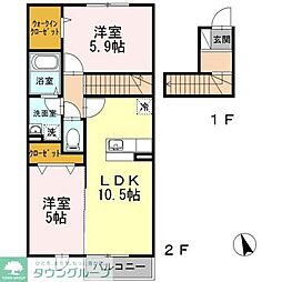 ベルセゾン 2LDKの間取図画像