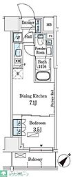 パークアクシス横浜伊勢佐木町通り 1DKの間取図画像