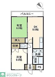 メゾンカワベ 2DKの間取図画像