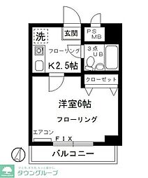 アーバンハイツグッドマン 1Kの間取図画像