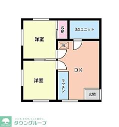 サニーハイツ 2DKの間取図画像