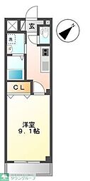 リバレイン 1Kの間取図画像