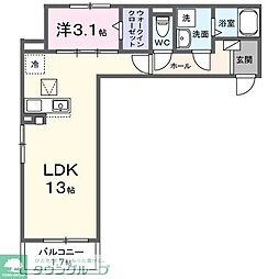 シエルテラス金沢八景 1LDKの間取図画像