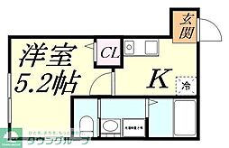 JR埼京線 与野本町駅 徒歩10分の賃貸アパート 3階1Kの間取り