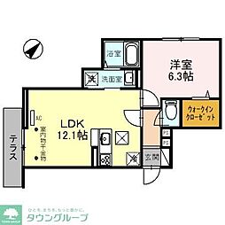 JR京浜東北・根岸線 川口駅 徒歩10分の賃貸アパート 1階1LDKの間取り