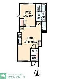 JR京浜東北・根岸線 与野駅 徒歩7分の賃貸アパート 1階1LDKの間取り