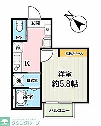 JR埼京線 中浦和駅 徒歩11分の賃貸アパート 1階1Kの間取り
