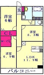 埼玉高速鉄道 川口元郷駅 徒歩22分の賃貸アパート 1階3LDKの間取り