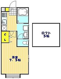 JR京浜東北・根岸線 川口駅 徒歩7分の賃貸アパート 2階1Kの間取り