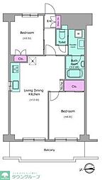 JR京浜東北・根岸線 川口駅 徒歩10分の賃貸マンション 3階2LDKの間取り
