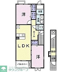 埼玉高速鉄道 戸塚安行駅 徒歩10分の賃貸アパート 2階2LDKの間取り