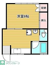 スズキコーポ 1DKの間取図画像