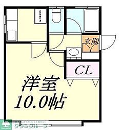 イナリハイツ 1Kの間取図画像