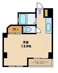 西武多摩湖線 武蔵大和駅 徒歩3分の賃貸マンション 3階ワンルームの間取り